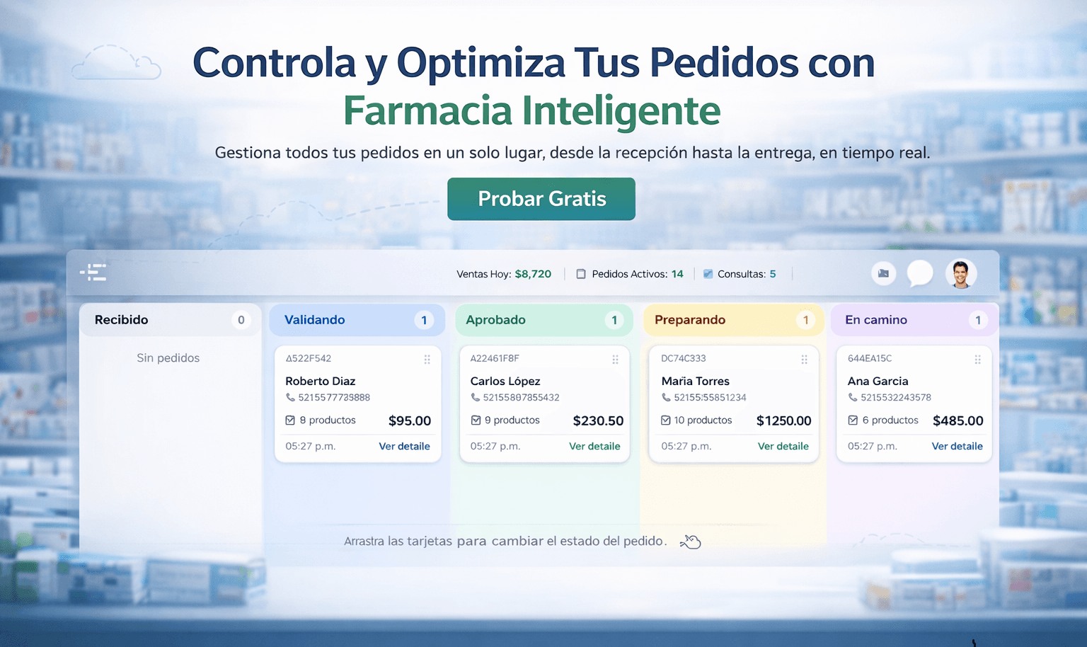 Panel de gestión Farmacia Inteligente